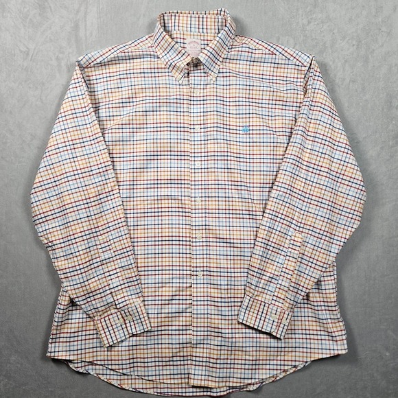 Brooks Brothers Other - Brooks Brothers‎ Shirt Mens XL Multicolor Check Supima Cotton Button Up Logo